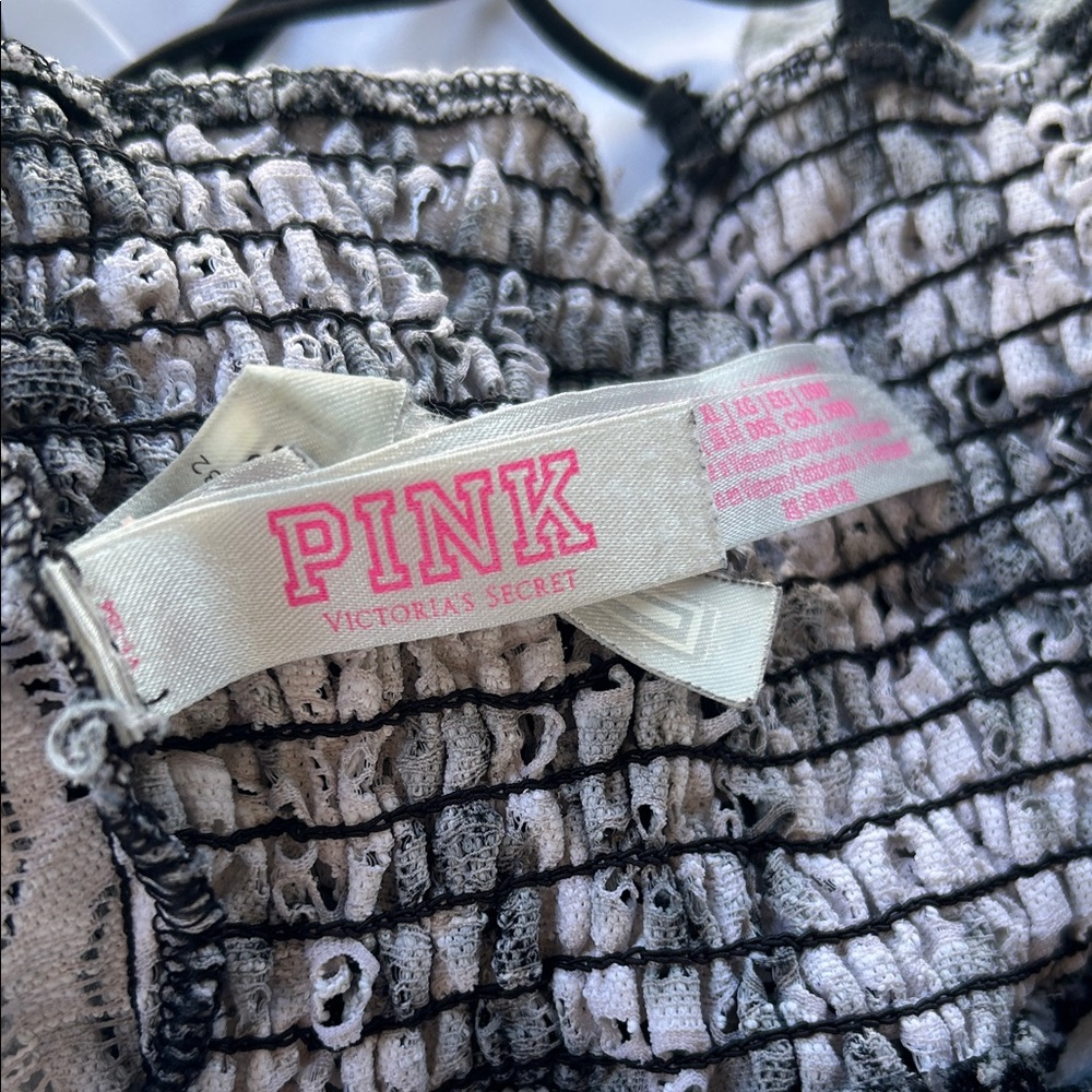 PINK Victoria's Secret Black and White Tie Dye Lace Bralette Bra XL - Picture 10 of 12